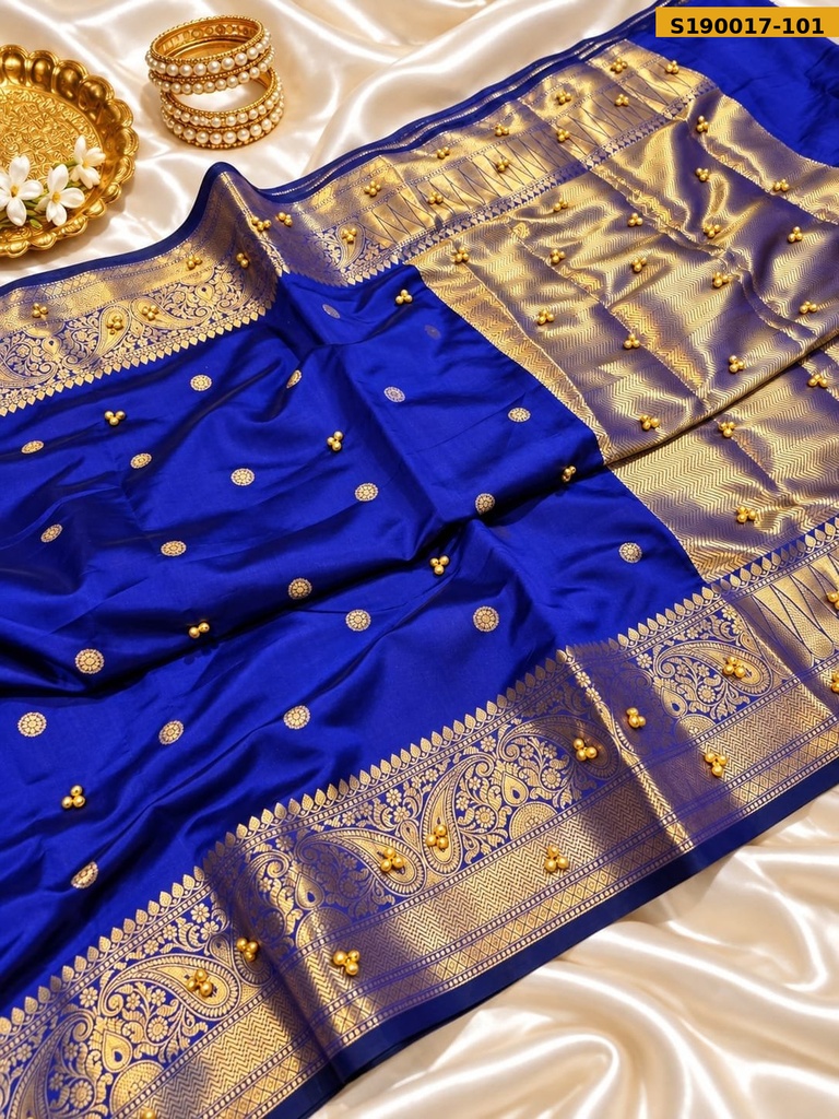 Banarasi Katan Silk Ghungroo work Saree