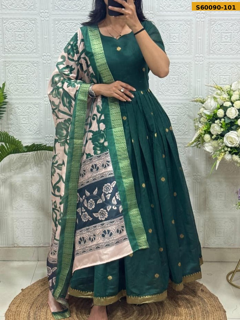 Fancy Soft Silk Gown With Dupatta