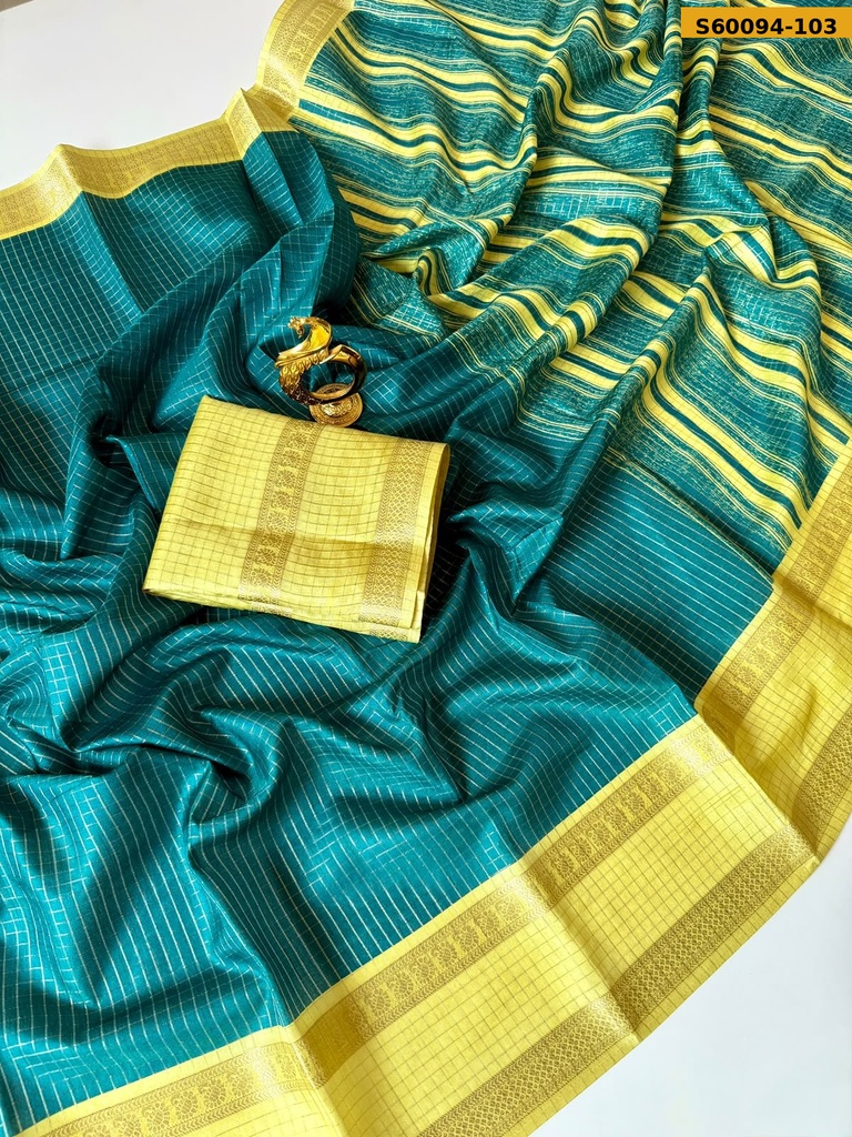Fancy Tussar base Checks Sarees