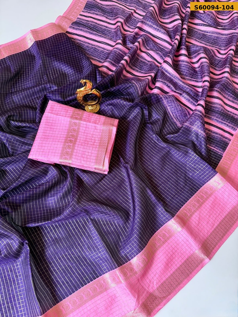 Fancy Tussar base Checks Sarees