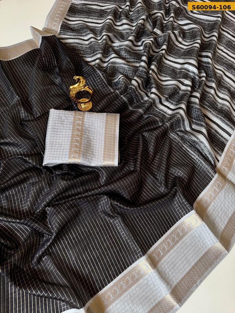 Fancy Tussar base Checks Sarees