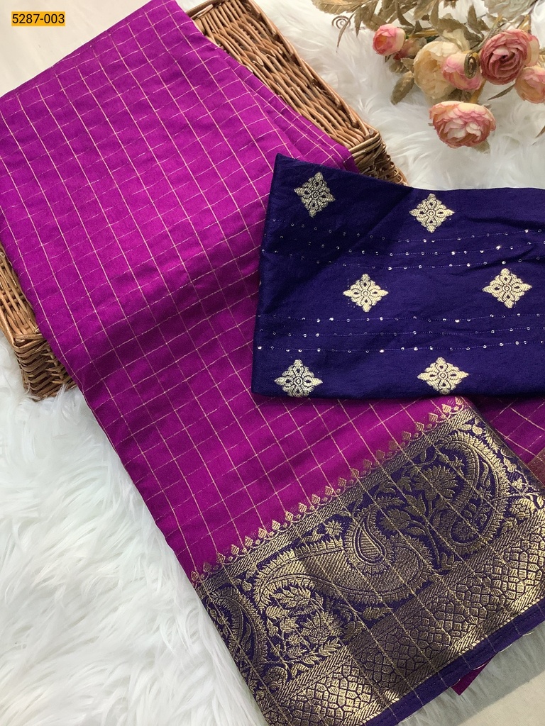 [5287-003] Tussar Silk Grand Blouse Combo Saree (5287-003)