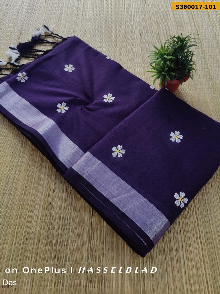 Khadi Flower Embroidery Saree