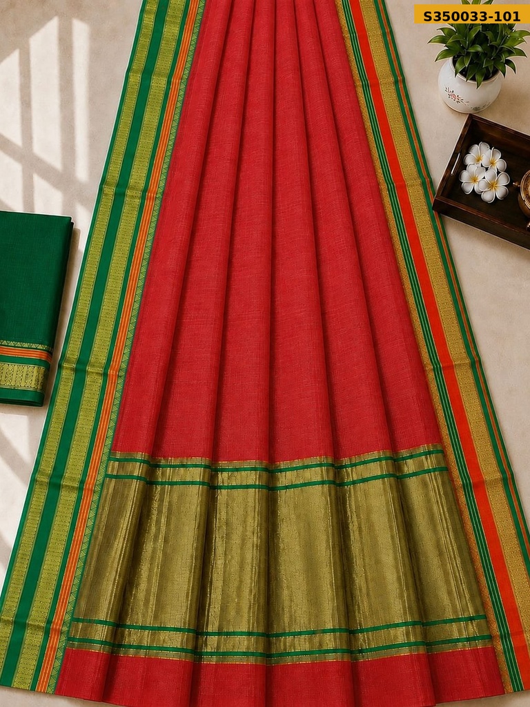 Fancy Cotton Checks Saree