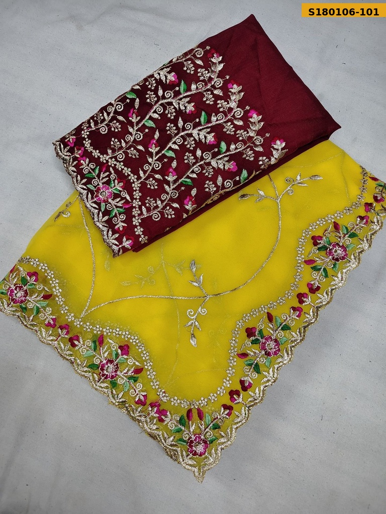 [S180106-101] Fancy Georgette Saree (S180106-101)