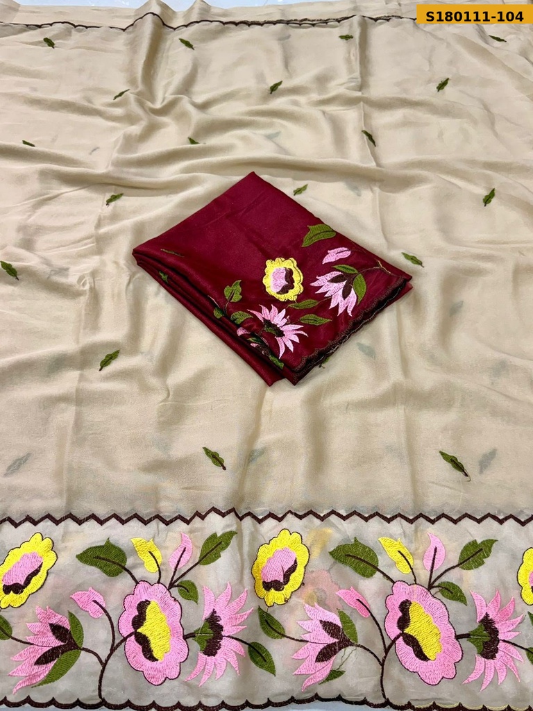 Fancy Star Georgette Embroidery Saree