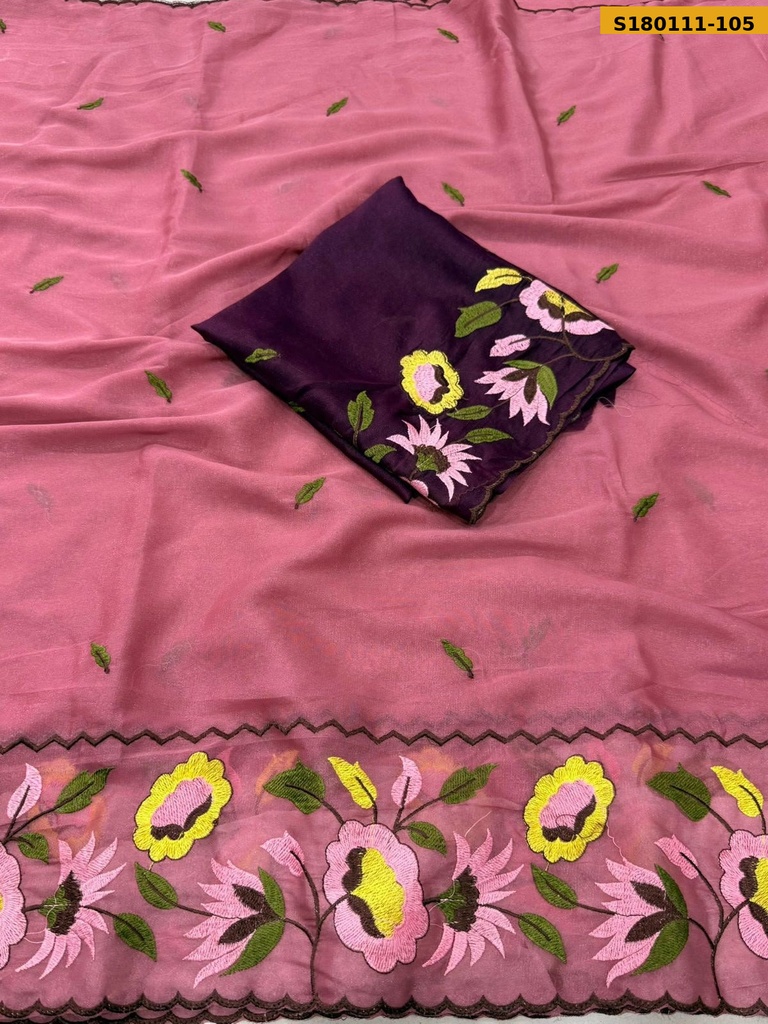 Fancy Star Georgette Embroidery Saree