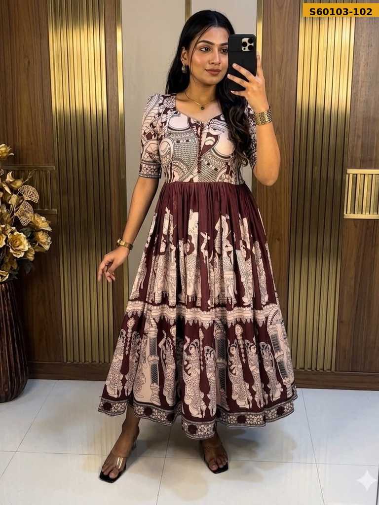 Fancy Muslin Silk Kalamkari Frocks