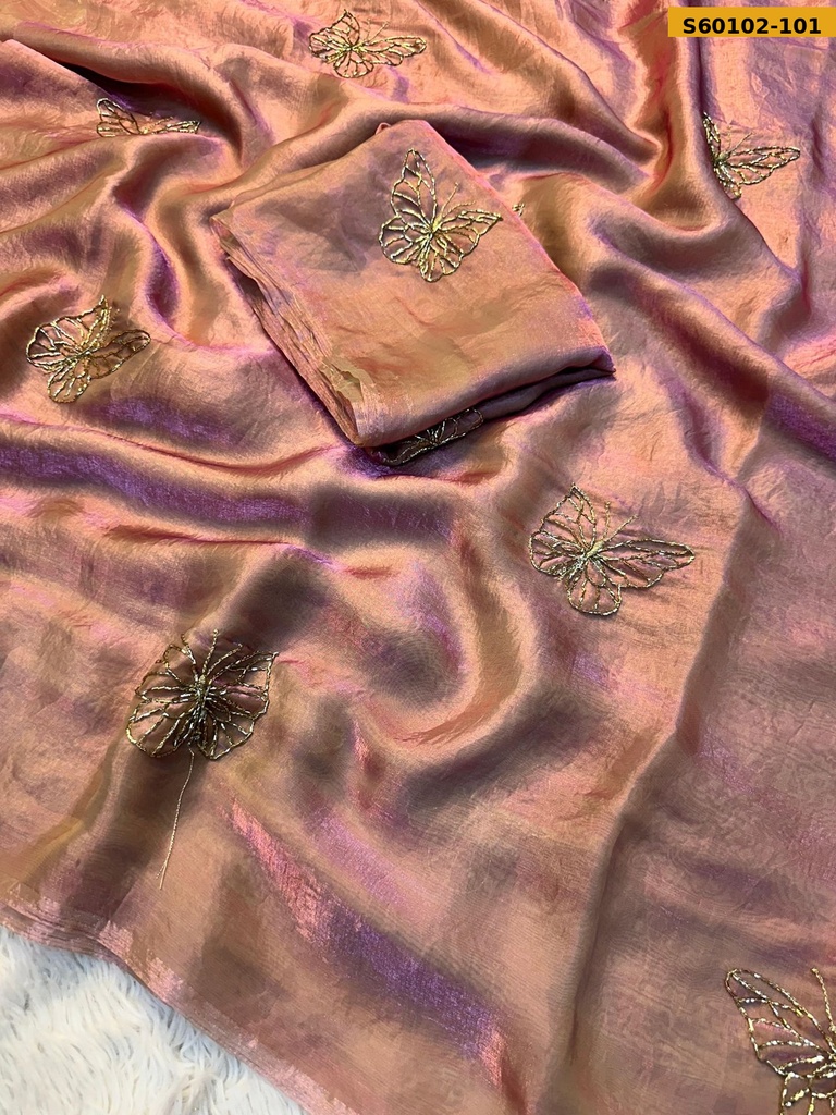 [S60102-101] Fancy Space Silk Butterfly Saree (S60102-101)
