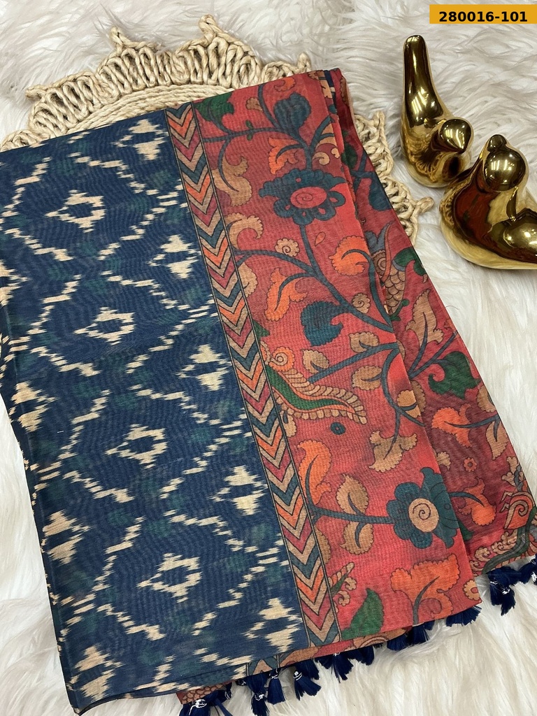 Ikkatkari Fancy Chanderi Silk Saree