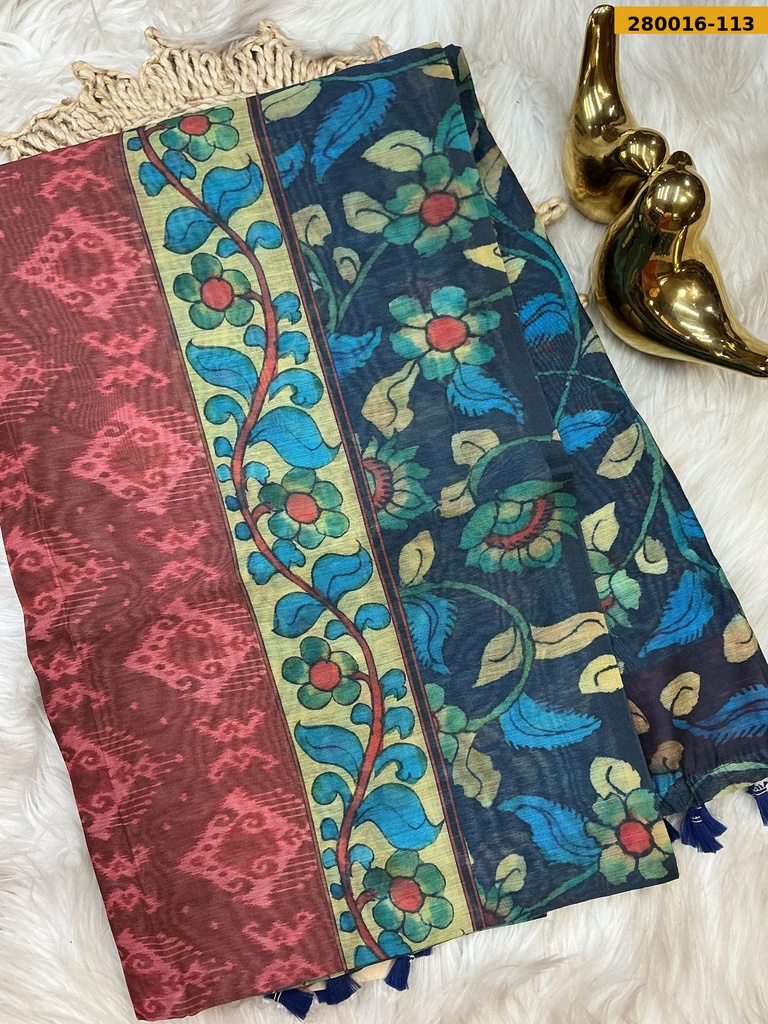 Ikkatkari Fancy Chanderi Silk Saree