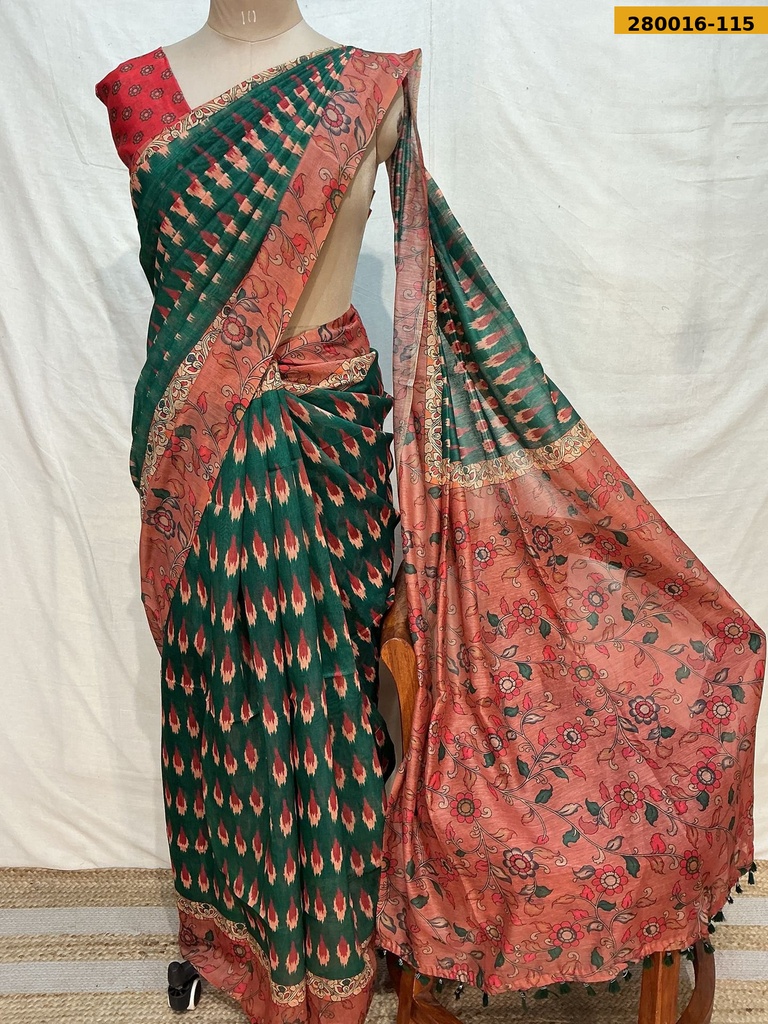 Ikkatkari Fancy Chanderi Silk Saree