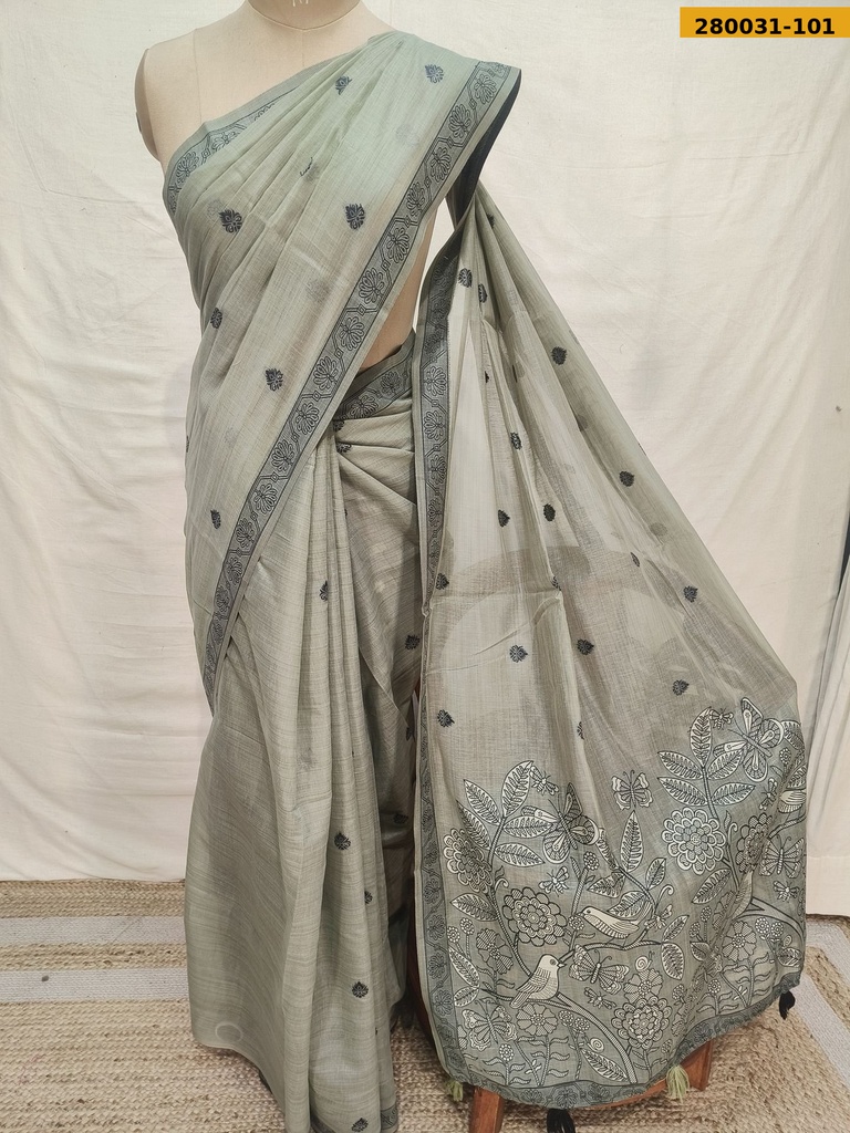 Fancy Chandani Muga cotton saree