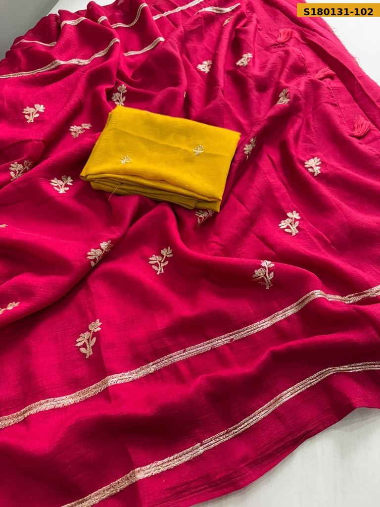 Fancy Viscose Multi Embroidery Saree