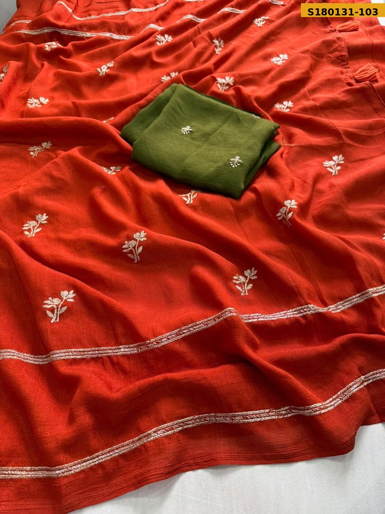 Fancy Viscose Multi Embroidery Saree