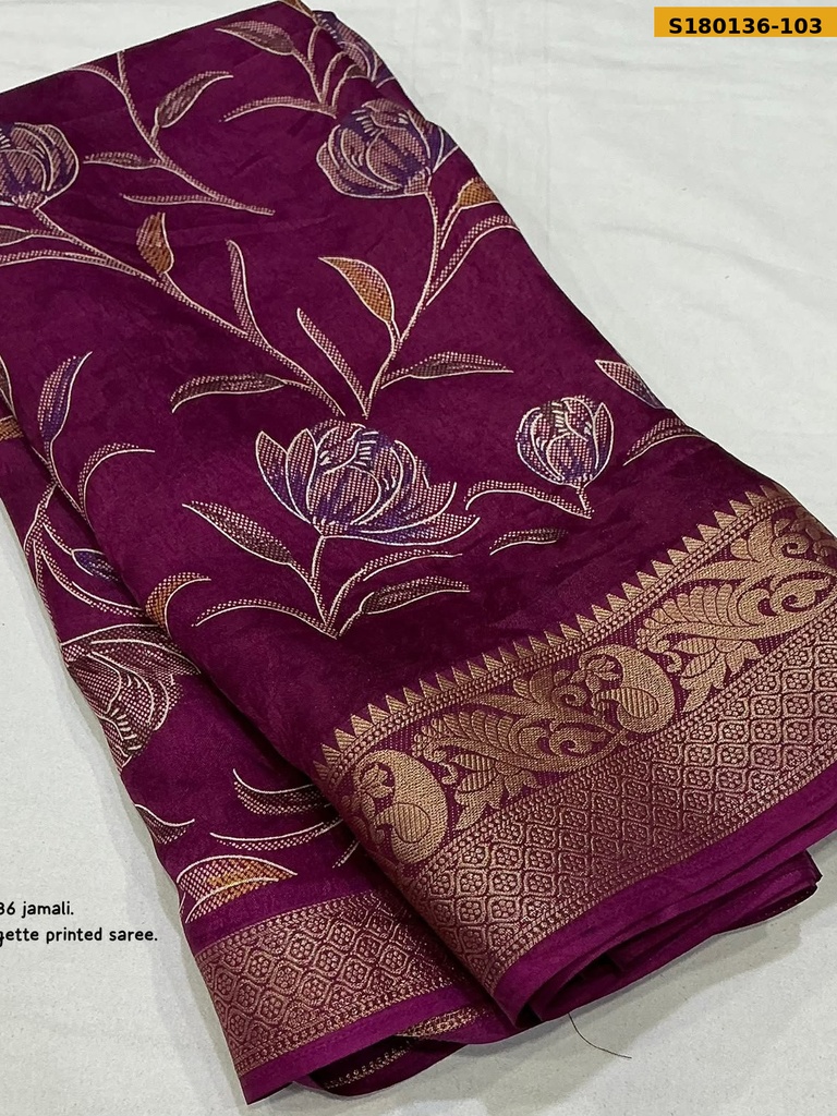 Fancy Satin Georgette Printed  Saree