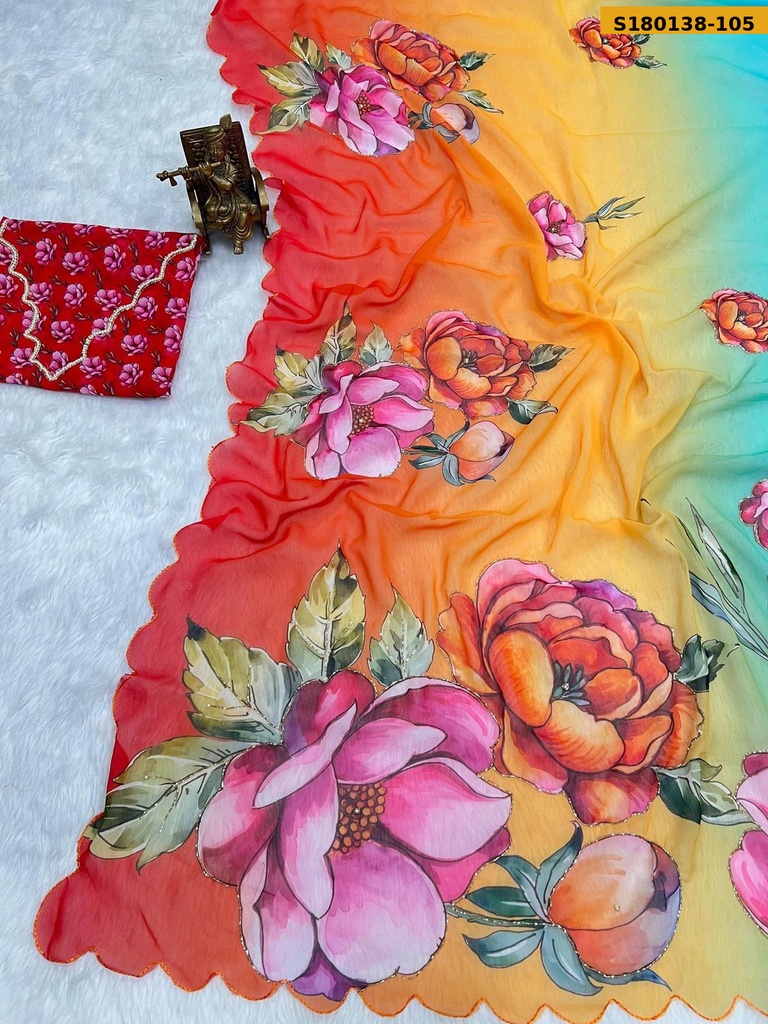 Fancy Georgette Handwork Saree