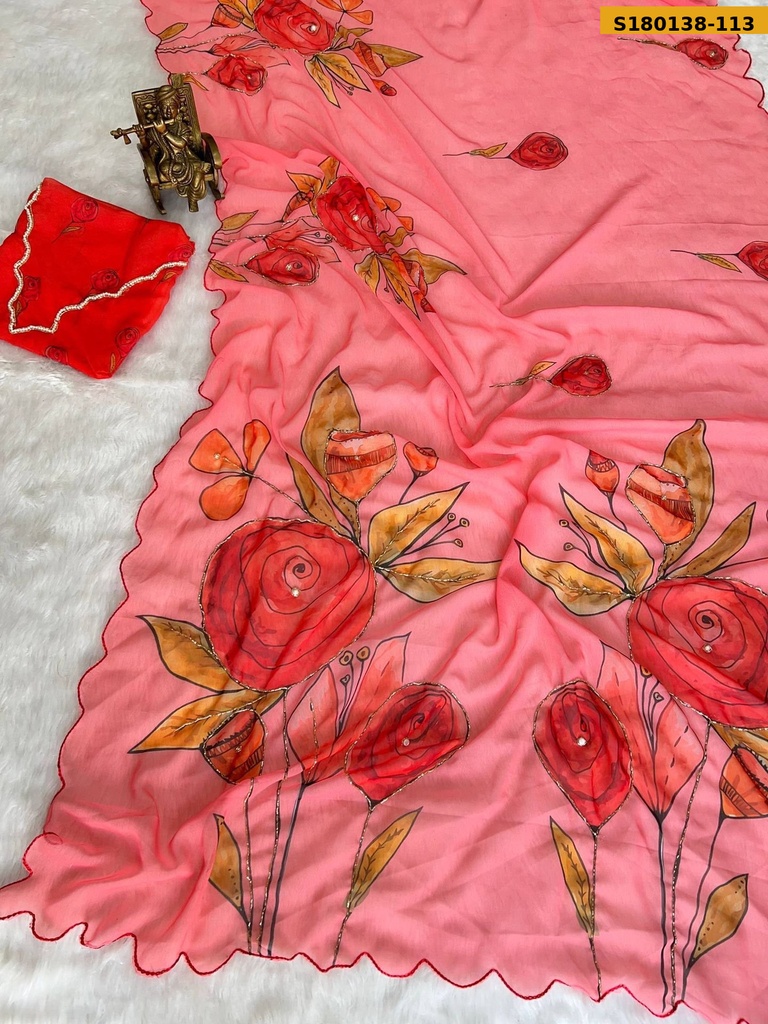 Fancy Georgette Handwork Saree