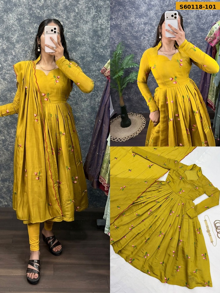 Fancy South Mul Chanderi Anarkali with Dupatta