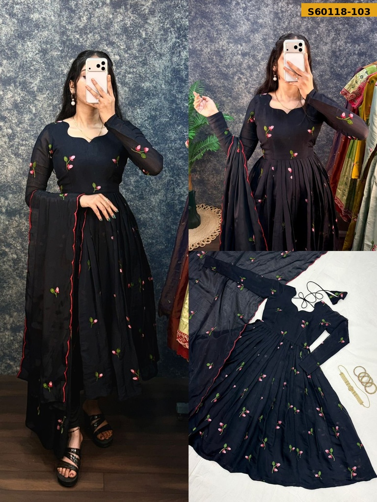 Fancy South Mul Chanderi Anarkali with Dupatta