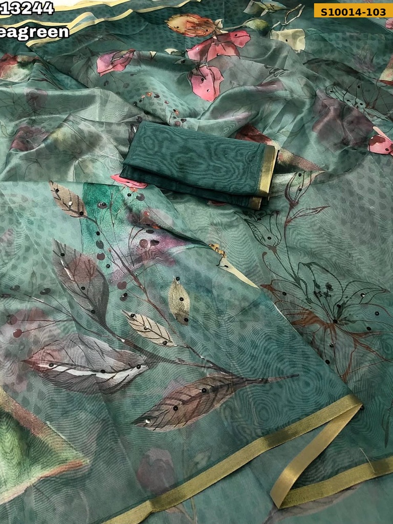 Fancy Soft Organza Floral Digital Printed Saree