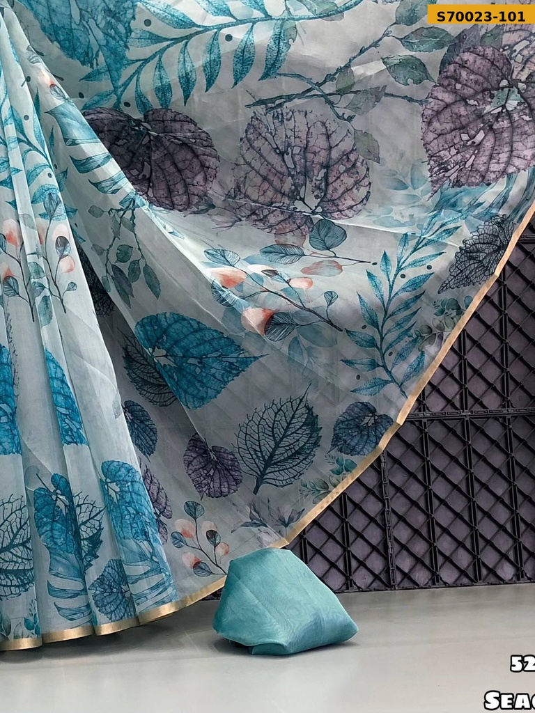 Fancy Organza Floral Digital Printed Saree