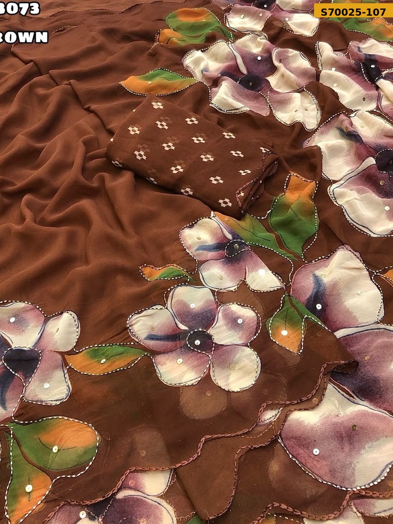 Fancy Chiffon Floral Printed Saree