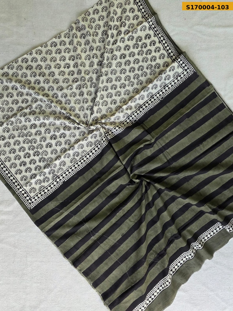 Fancy Handblock Printed Mul Cotton Sarees