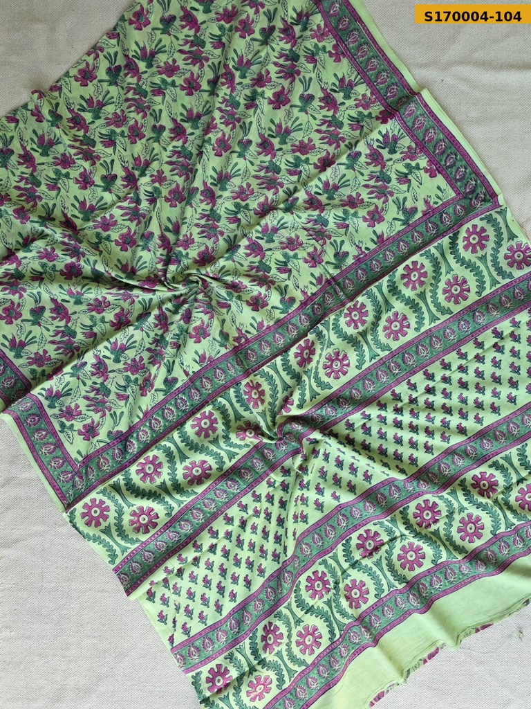 Fancy Handblock Printed Mul Cotton Sarees