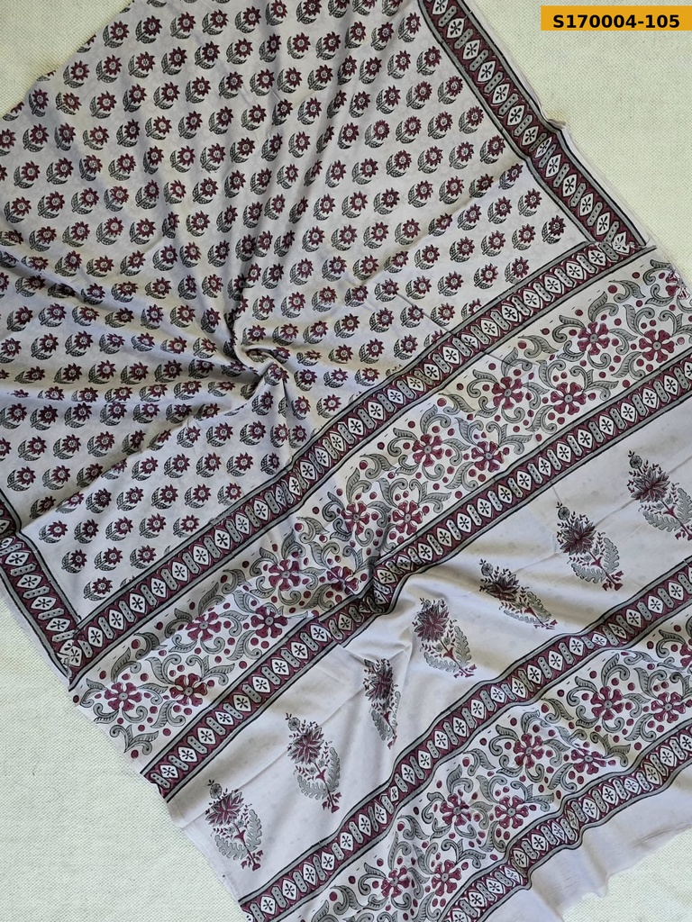 Fancy Handblock Printed Mul Cotton Sarees