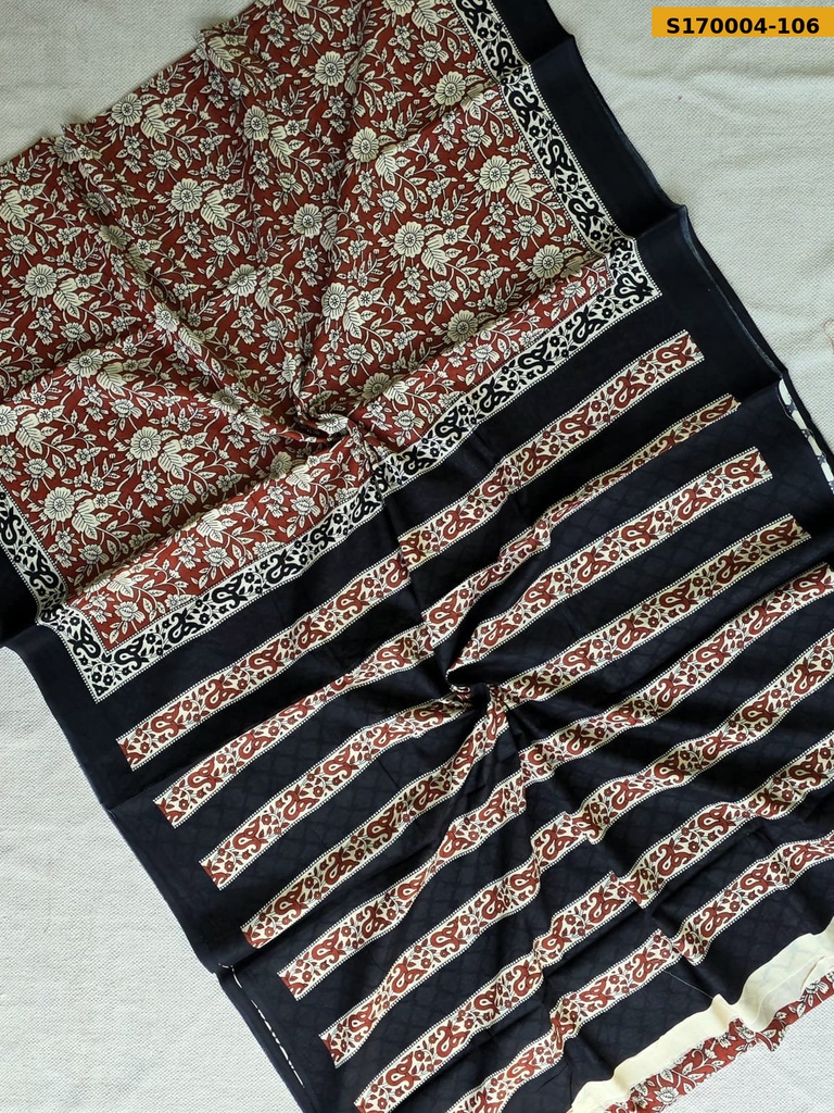 Fancy Handblock Printed Mul Cotton Sarees