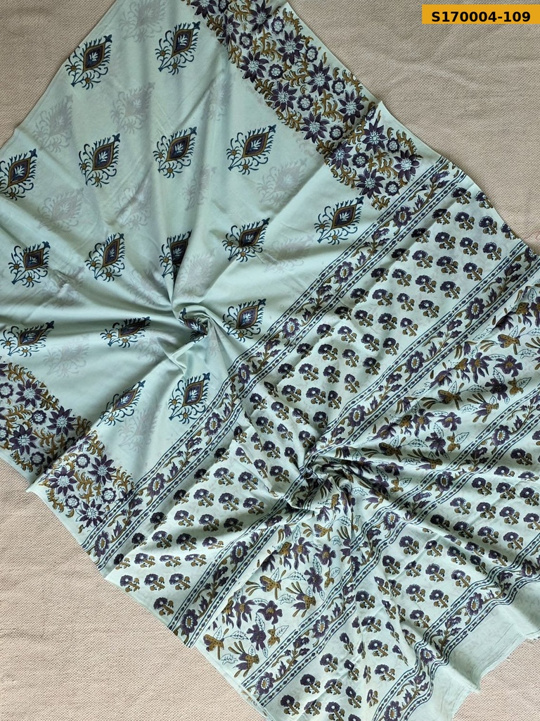 Fancy Handblock Printed Mul Cotton Sarees