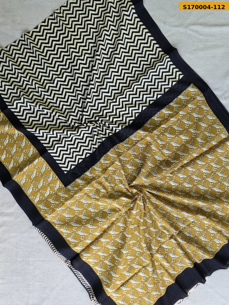 Fancy Handblock Printed Mul Cotton Sarees