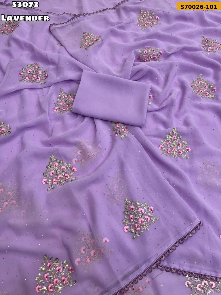 Fancy Faux Georgette Embroidery Saree