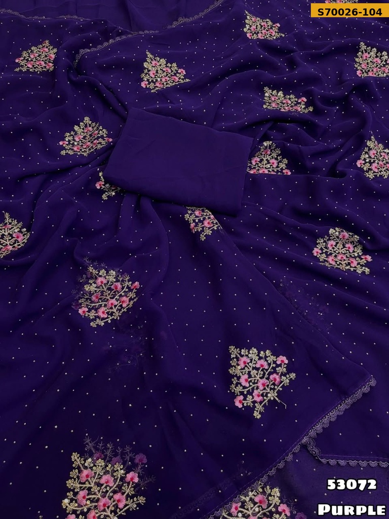 Fancy Faux Georgette Embroidery Saree