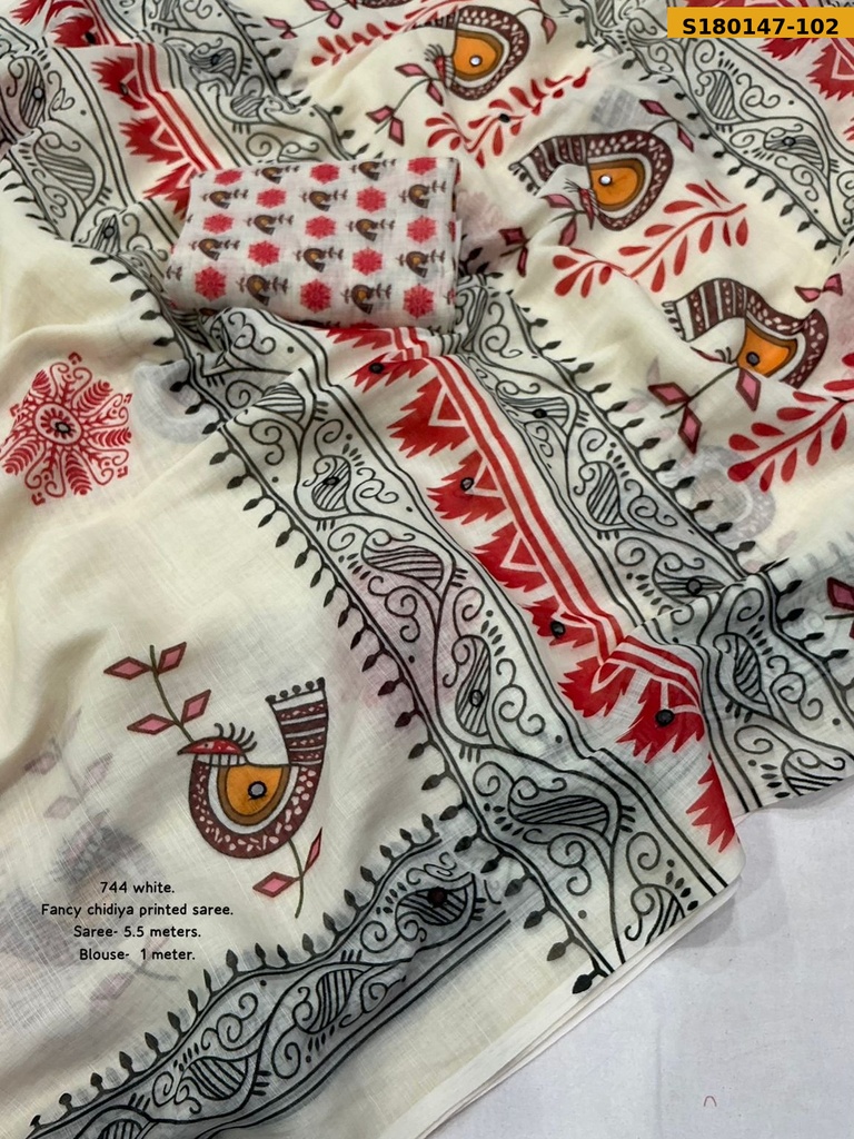 Fancy Soft Linen Printed Saree