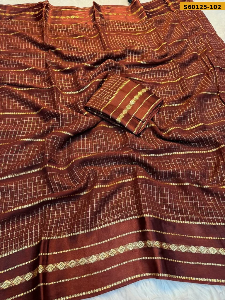Fancy Viscose Georgette Checks Saree