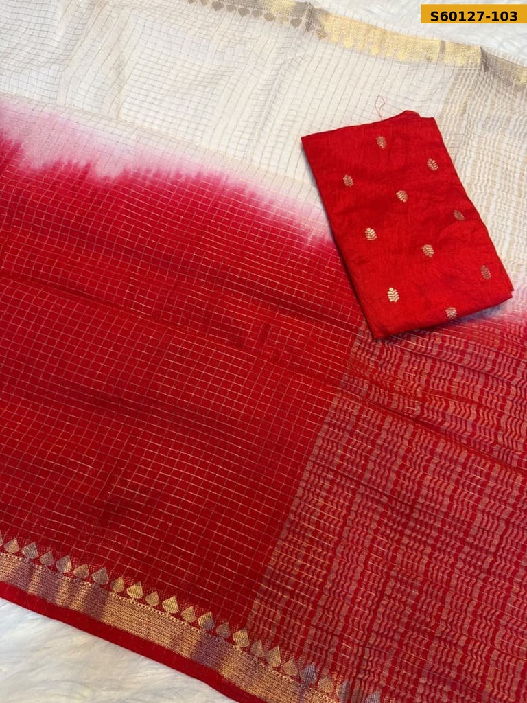 Fancy Viscose Checks Saree
