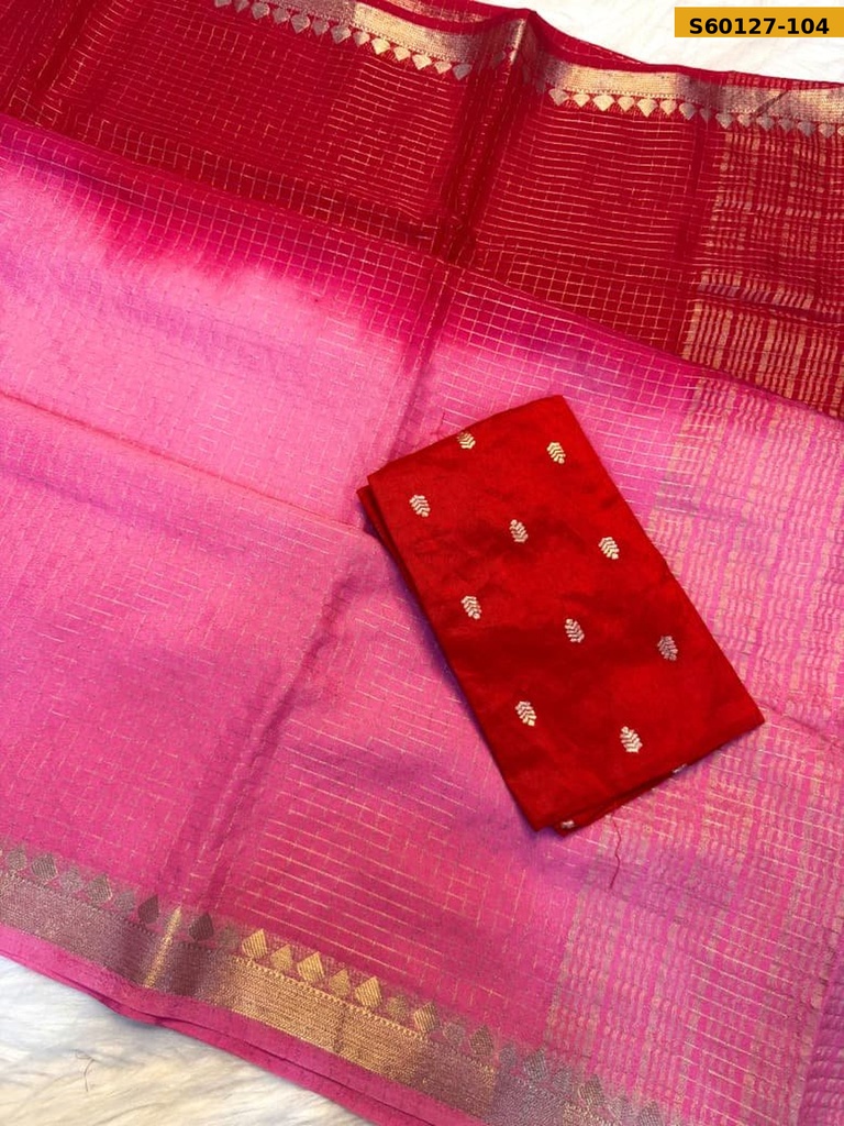 Fancy Viscose Checks Saree