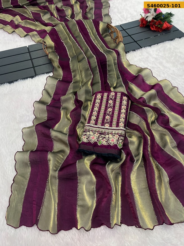 Fancy NC Satin Patta Saree