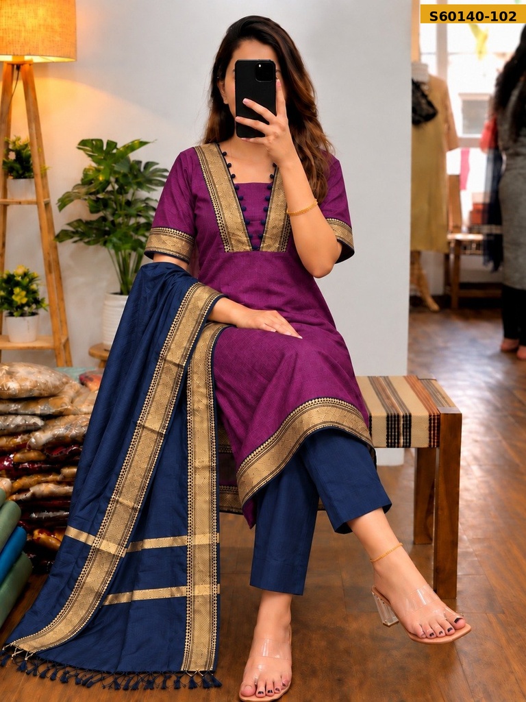 Fancy Kanchi mix Cotton 3 Piece Set