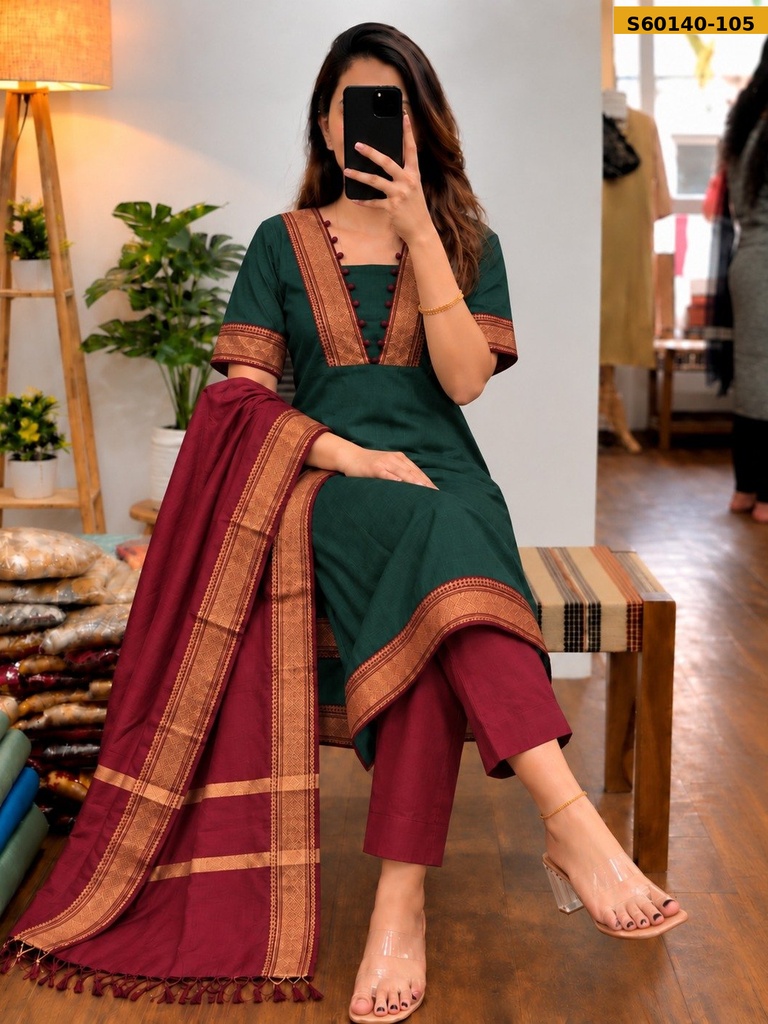 Fancy Kanchi mix Cotton 3 Piece Set