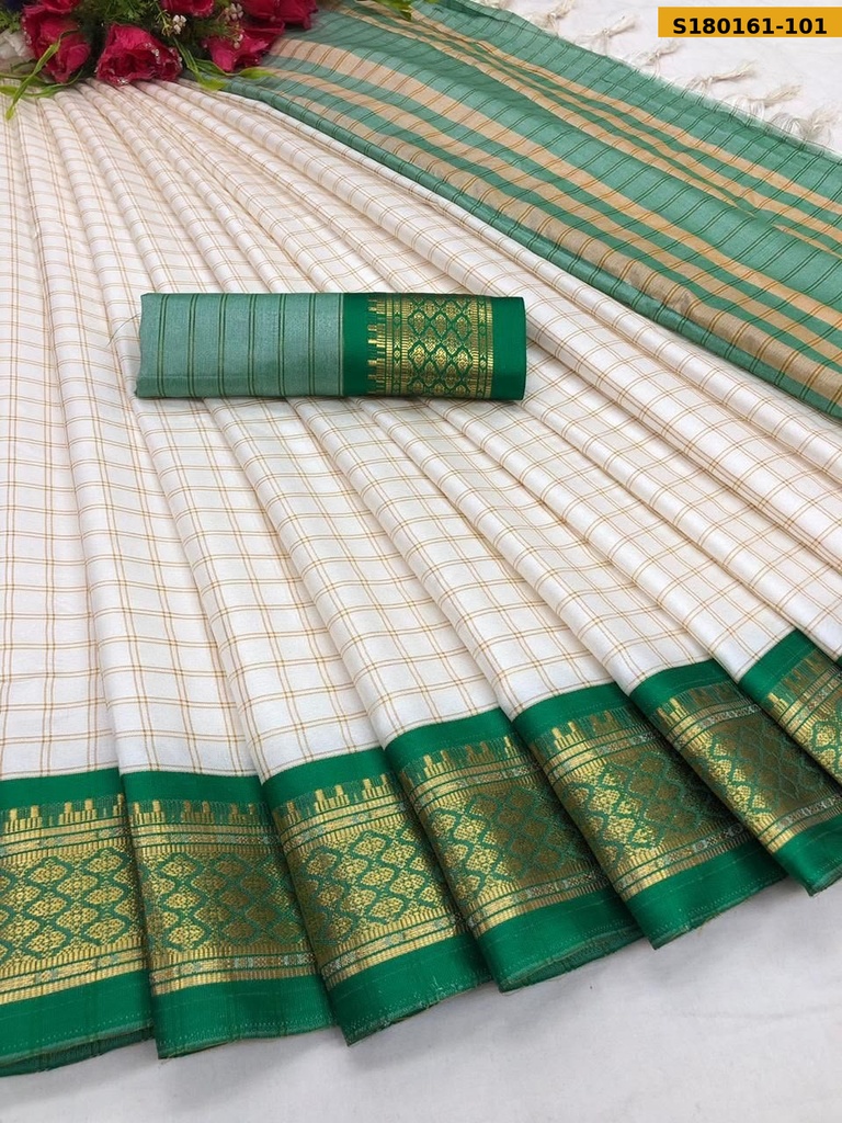 Fancy Cotton Silk Checks Saree