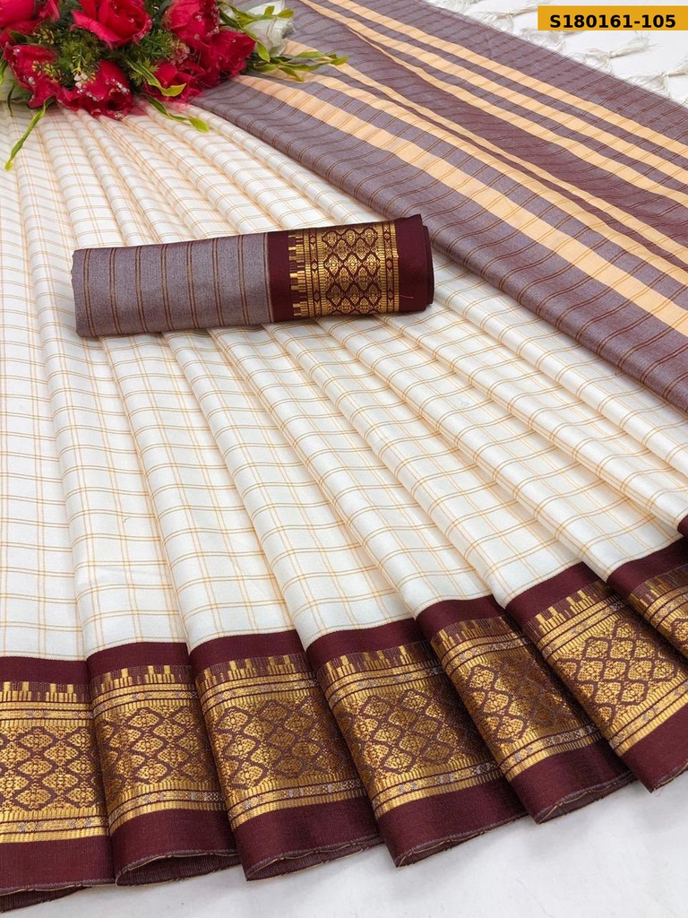 Fancy Cotton Silk Checks Saree