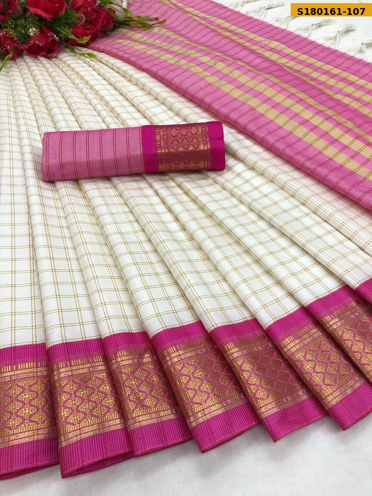 Fancy Cotton Silk Checks Saree