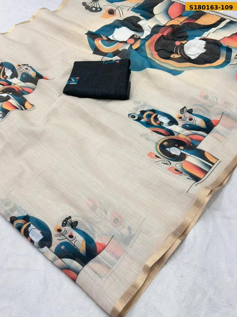 Fancy Linen Printed saree