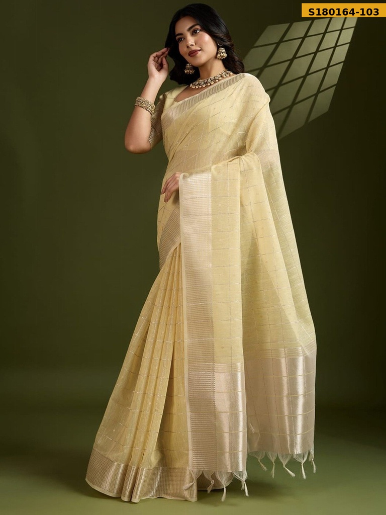 Fancy Tissue Linen Silk Saree