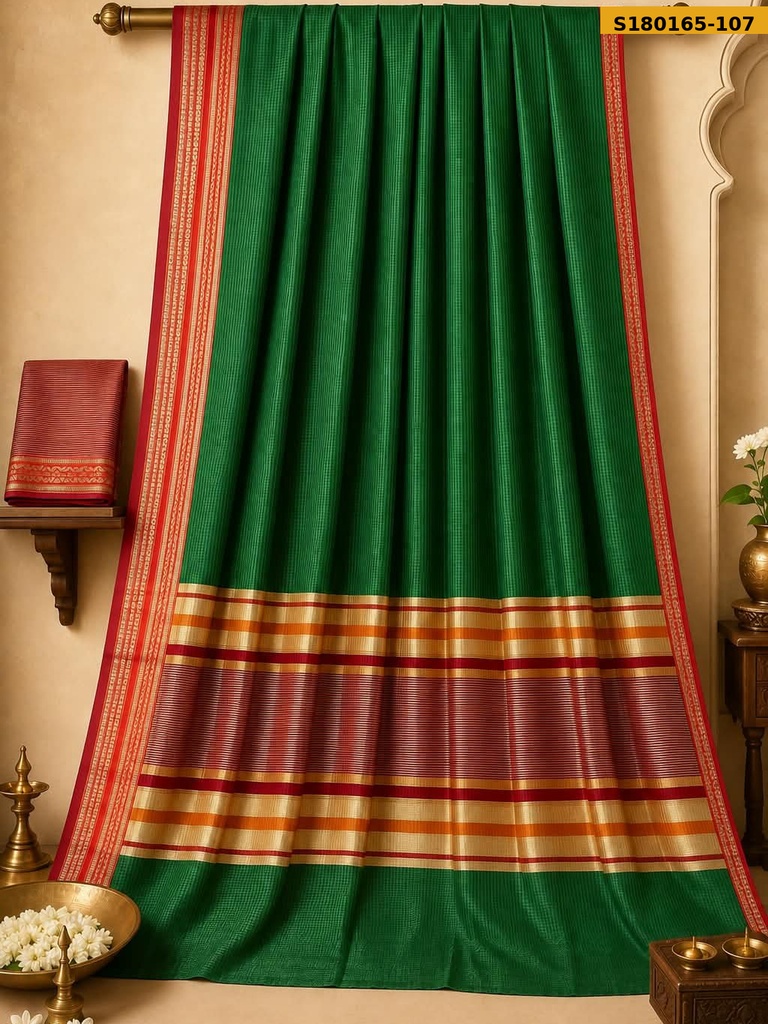 Fancy Cotton Checks Saree