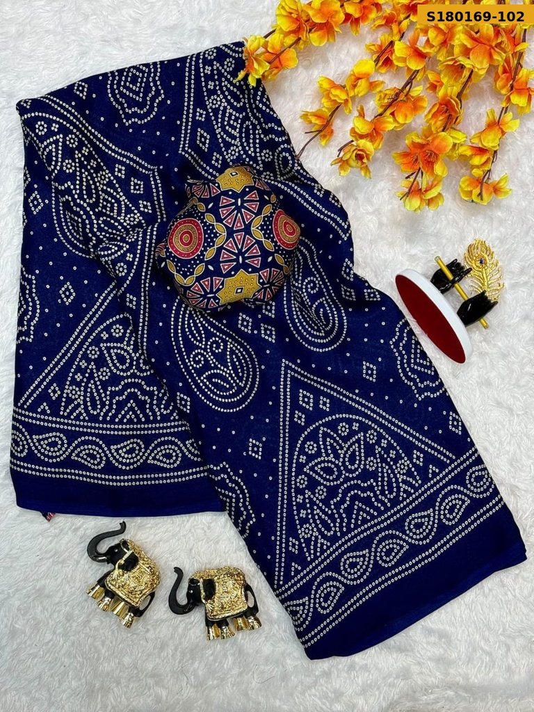 Fancy Moss Bhandhani Printed Saree