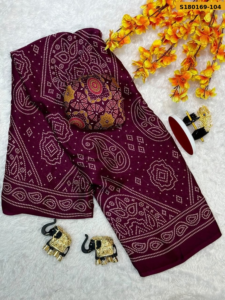 Fancy Moss Bhandhani Printed Saree